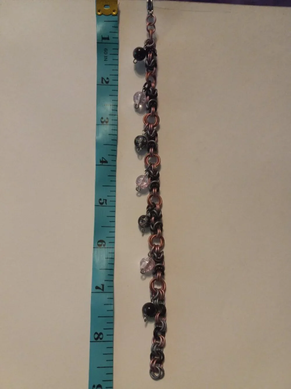 Pink, Black, & Grey Byzantine bracelet